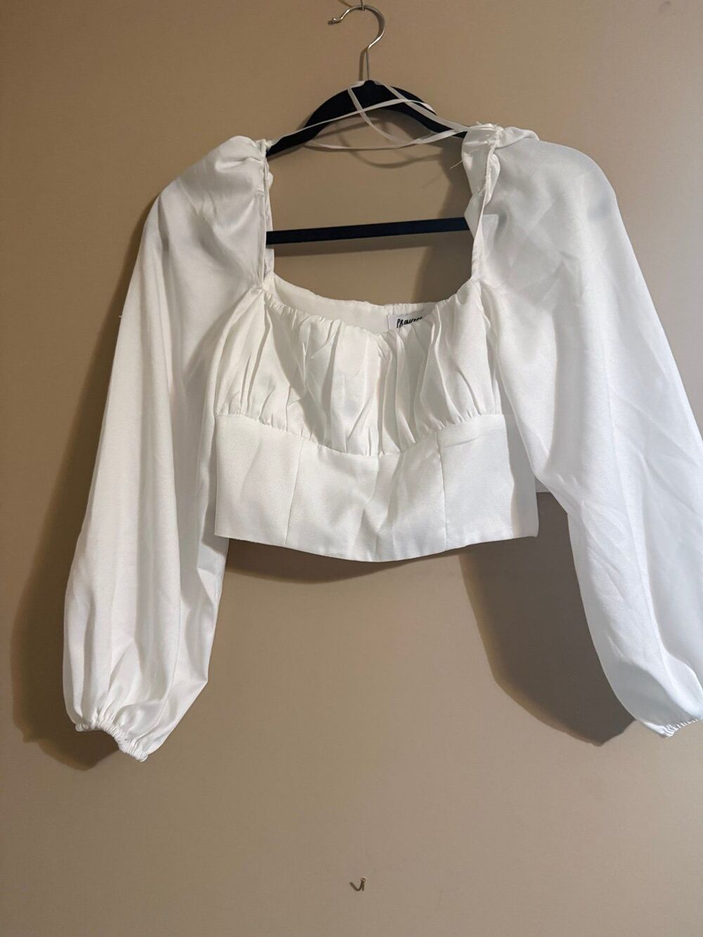 Princess Polly Ariah Long puffy Sleeve Top Womens US 4 White Square Neck